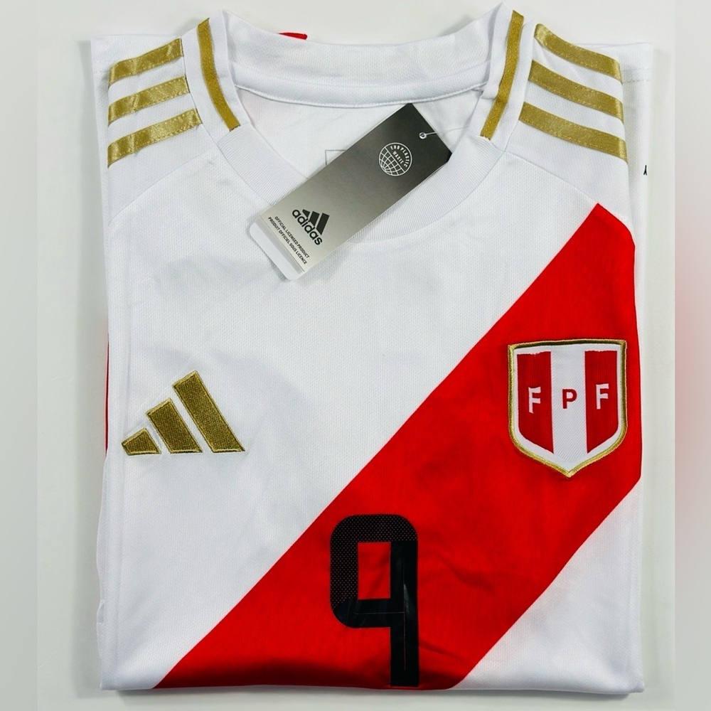 Adidas 2024 Paolo Guerrero #9 Peru National Team Home Soccer Jersey White